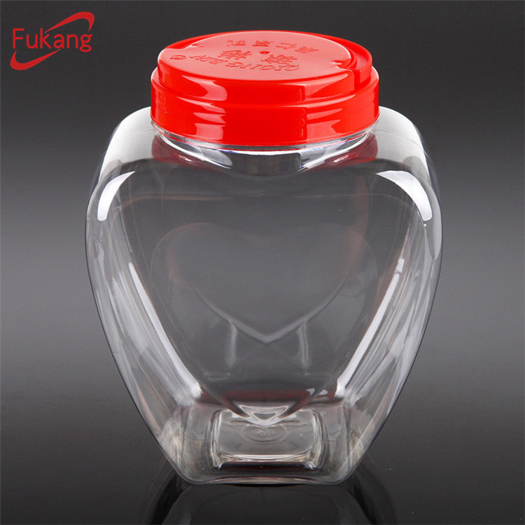 200ml plastic container for cotton candy, pet plastic kids gift jars, cute heart-shaped plastic bottle wholesale supplier