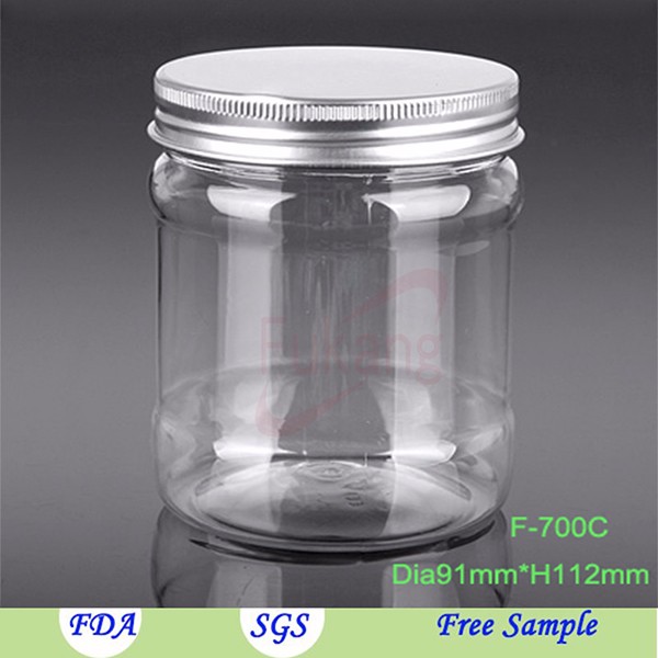 Square Plastic Jar with Cap for 250g Nuts Packaging