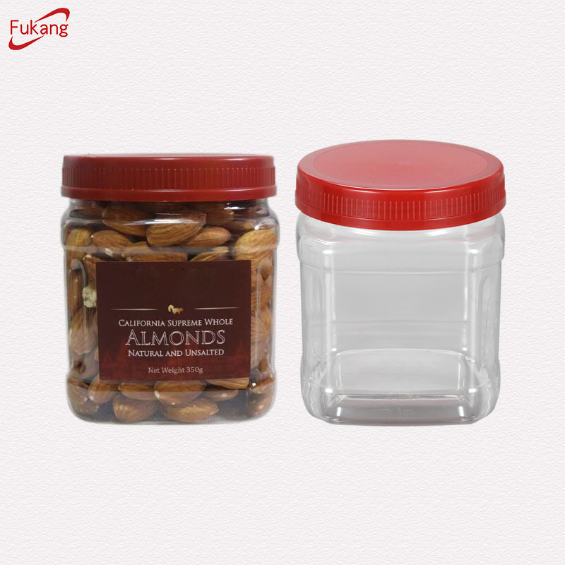 64 oz Clear Pet Plastic Square Pinch Grip Jar with 110mm screw top lid