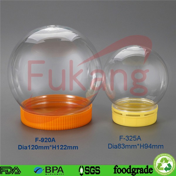 325ml pet plastic small ball jar with screw lid for packaging nut and food powder