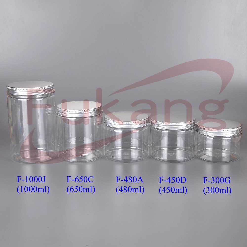 plastic candy jars, cylindrical clear bottle 300ml jam and sweet plastic jar with easy pull cover