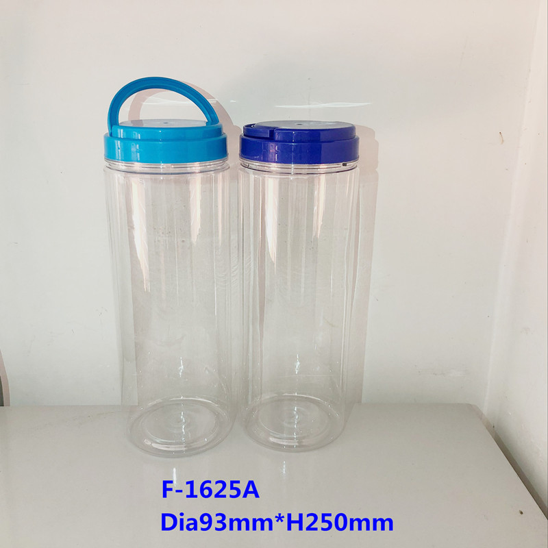 Transparent Tall PET Packaging Jars With Handle Cap
