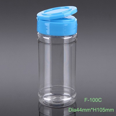 wholesale 100cc clear plastic spice bottle with shaker lid plastic bottle packaging