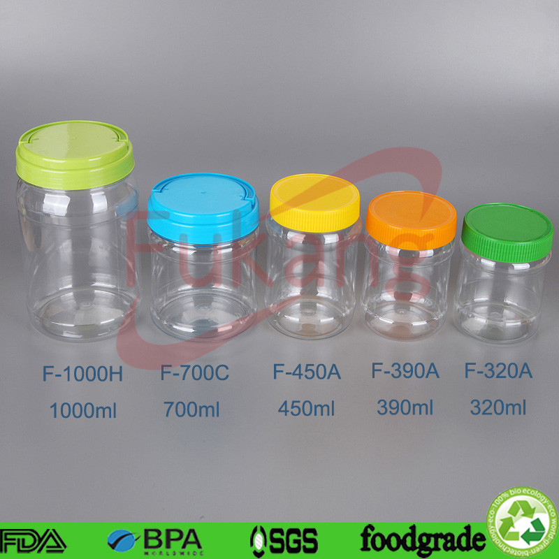Multipurpose PET bottle peanut butter plastic jars with aluminum lid