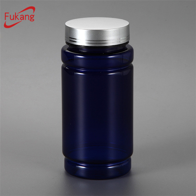 200ml Pet Plastic Blue Medicine Bottle with Silver Cap, Nutraceutical Plastic Bottle