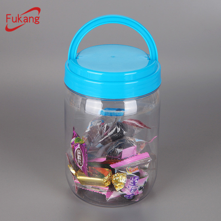 1300ml PET transparent round shape plastic food storage container with handle cap supplier
