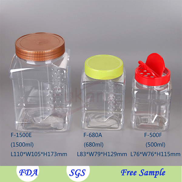 Promotion 500ml square food grade PET plastic food jar