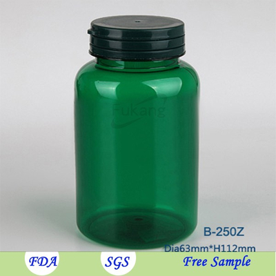 Free sample 250ml PET Plastic Bottles,Empty Powder Bottle,vitamin supplement Green Prescription Bottle