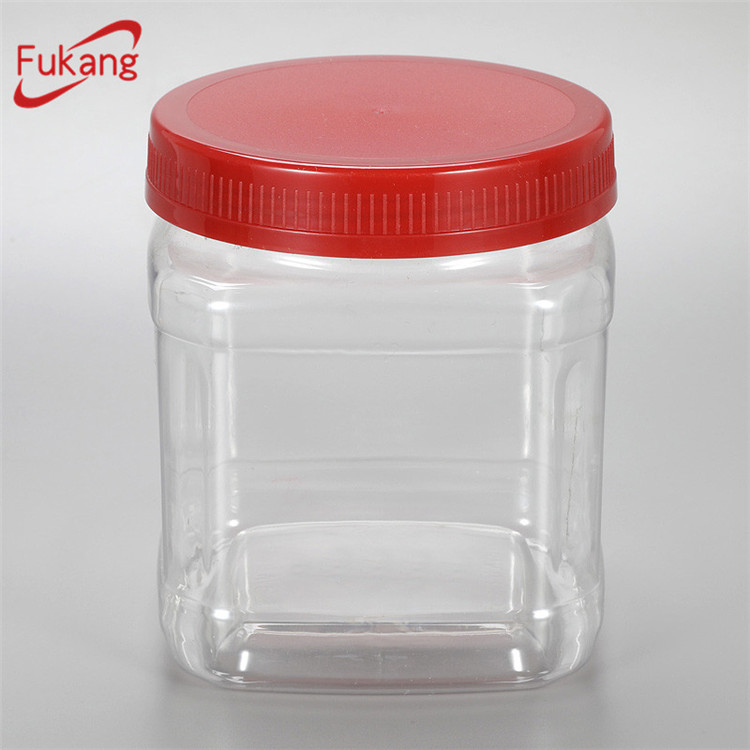 Transparent Food Grade PET Plastic Jar With Screw Top Lid