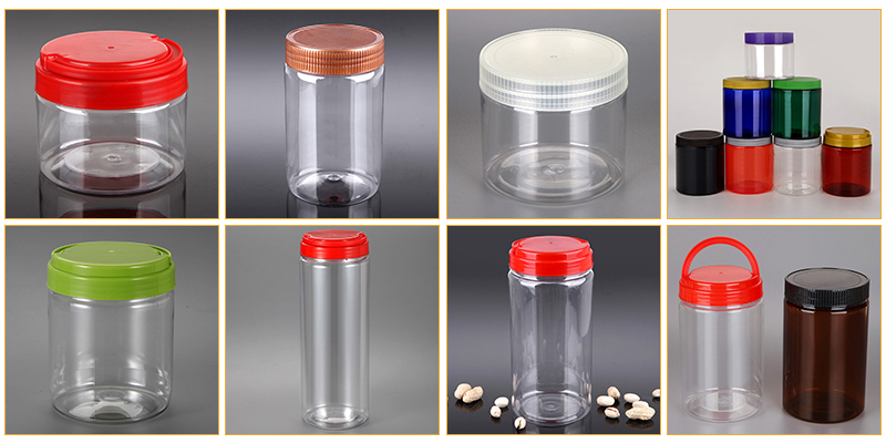 400ml PET plastic food garde tin can with aluminum lid and PP cover packaging dry food / nut / pistachios