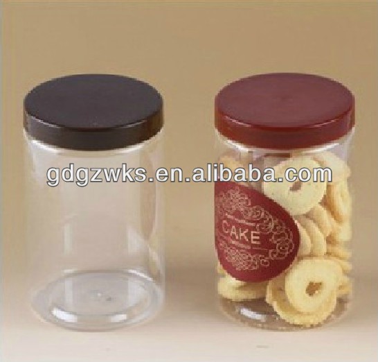 450ml transparent sealing pet plastic cookie jar/groceries bottles candy cookie jar