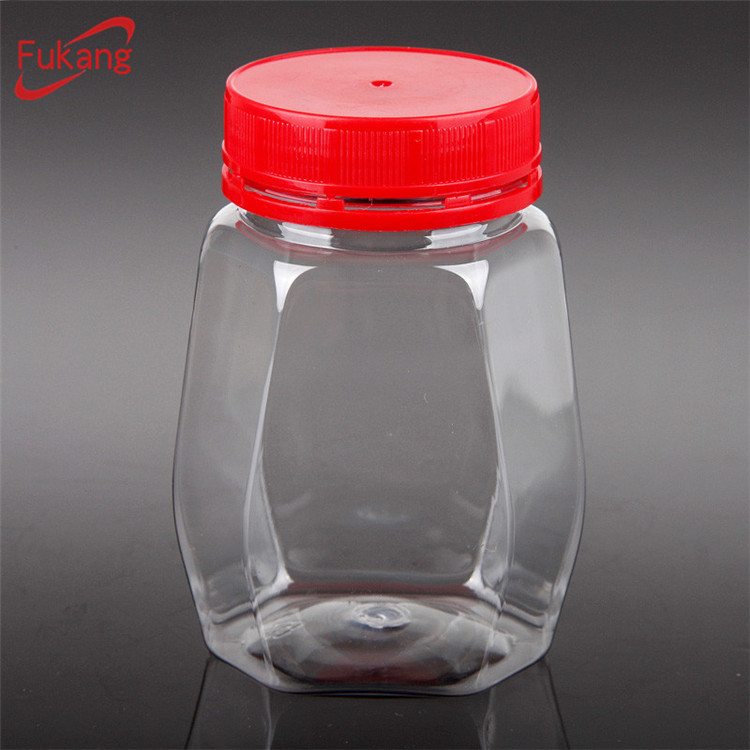 800ml hexagonal plastic jars for commodity, clear plastic decoration container, empty candy jars wholesale