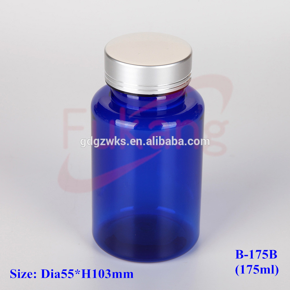 40ml black PET plastic chemical bottle for herbal medicine, round vitamin capsules plastic PET bottle with PS screw cap