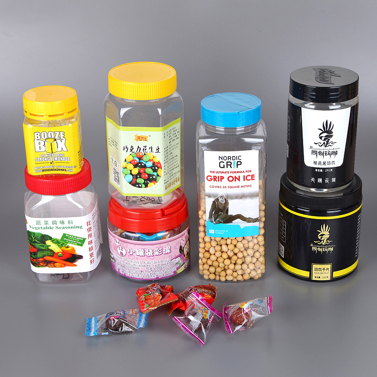 2018 Best selling Wholesale Easy open end food grade plastic sealing clear airtight Cereal nut tea candy storage Jars