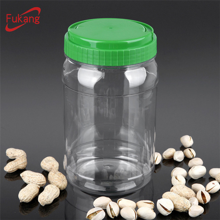 Food Grade Clear PET Plastic Food Jar with Colored Lid