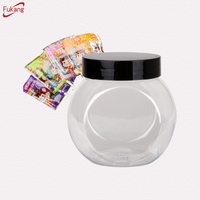 Small Ball Shape Food Grade Plastic 500ml Candy Display Jars