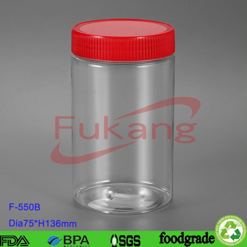 plastic mason jars wholesale food grade Clear Plastic PET Container 550 ml